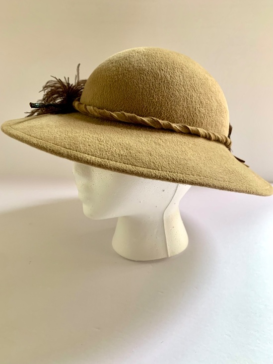 Vintage Anthea Brown Wool Felt Bowler w/Ostrich Feather main image 6